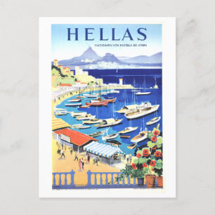 Vintages Griechenland (Hellas) Reiseplakat Postkar Postkarte