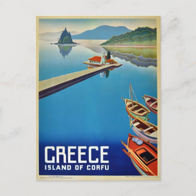 Vintages Griechenland - Insel Korfu Postkarte (Vorderseite)