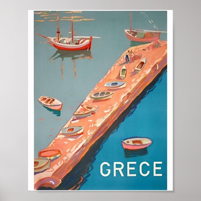 Vintages Griechenland Reisebesichtigungsnachweise Poster (Vorne)