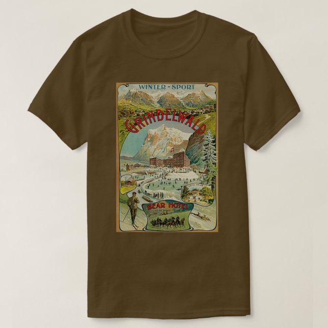 Vintages Grindelwald Schweizer Wintersportort T-Shirt (Design vorne)