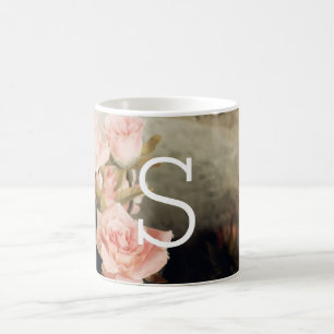 Vintages großes mit Blumenmonogramm Kaffeetasse