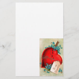 Vintages großes rotes Blutungsherz Valentine Postk Briefpapier