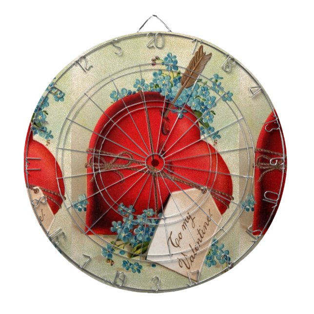 Vintages großes rotes Blutungsherz Valentine Postk Dartscheibe (vorne)