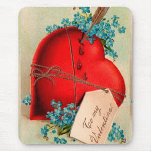 Vintages großes rotes Blutungsherz Valentine Postk Mousepad