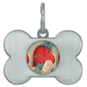 Vintages großes rotes Blutungsherz Valentine Postk Tiermarke