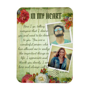 Vintages Grün-Holz-Blumenromantik-Liebe Magnet