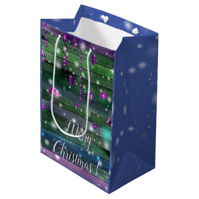 Vintages Grün Mittlere Geschenktüte (Vorderseite Schrägansicht)