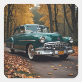 Vintages grünes Auto Quadratischer Aufkleber