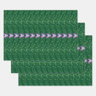 Vintages Grünes Blumenmuster Geschenkpapier Set