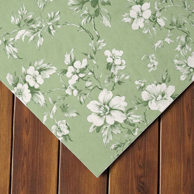 Vintages Grünes Blumenmuster Geschenkwrap Seidenpapier (Von Creator hochgeladen)