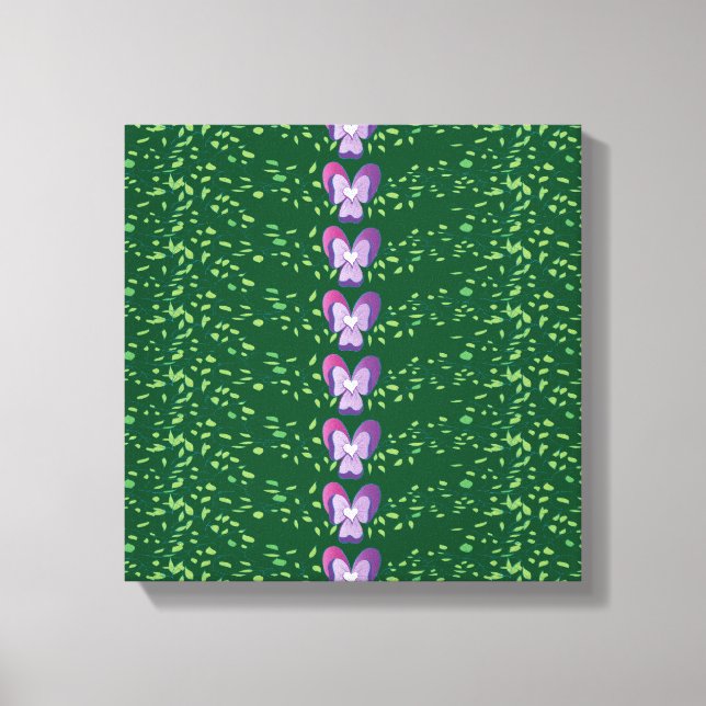 Vintages Grünes Blumenmuster Leinwanddruck (Vorderseite)