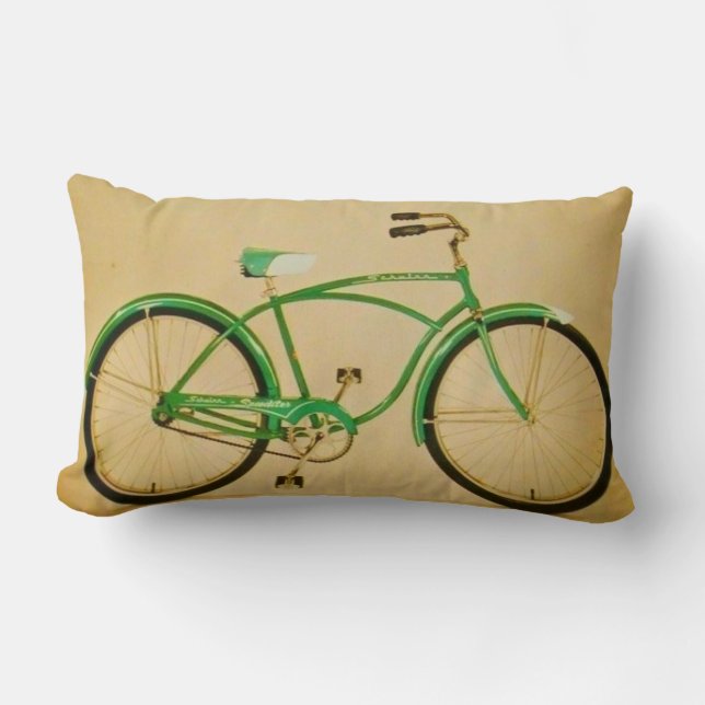 Vintages grünes Fahrrad Lumbar Kissen (Vorderseite)