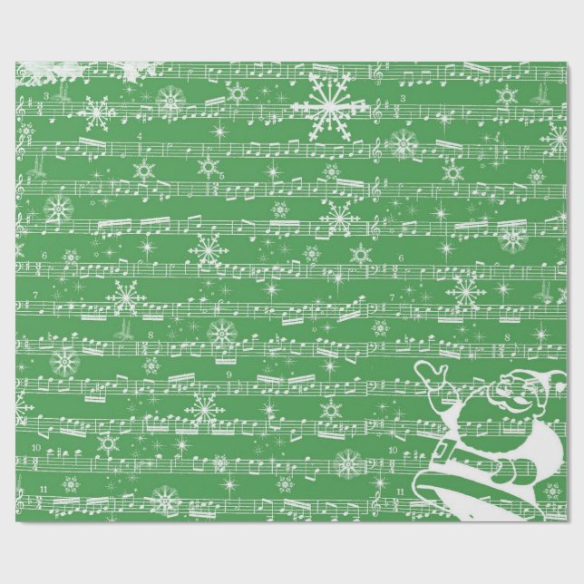 Vintages grünes Weihnachtsmusical-Blatt Geschenkpapier (Flach)