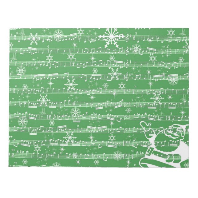 Vintages grünes Weihnachtsmusikblatt Notizblock (Vorderseite)