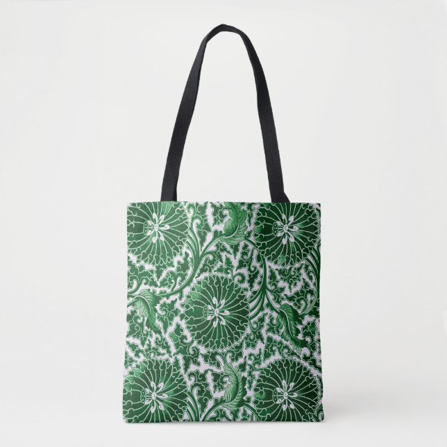 Vintages grünes Zierblumenmuster Tasche (Vorderseite)