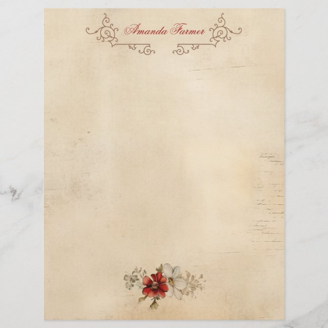 Vintages Grunge Artisan Parchment Briefbogen (Vorderseite)