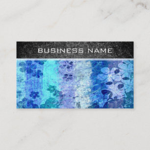 Vintages Grunge blaues Blumenmuster 4 Visitenkarte
