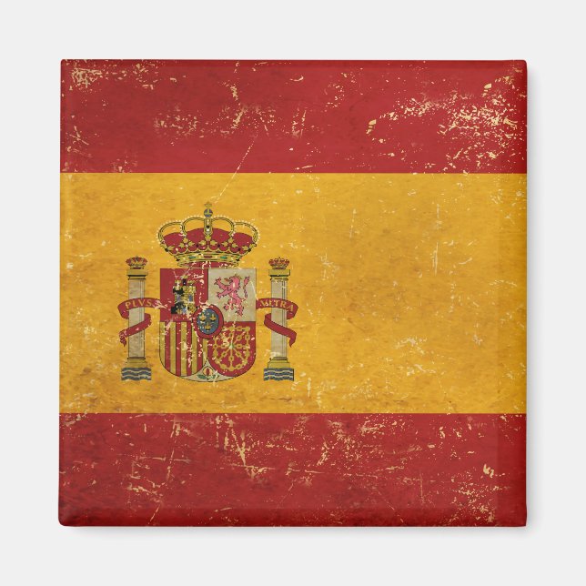 Vintages Grunge-Design mit spanischer Flagge Magnet (Vorne)