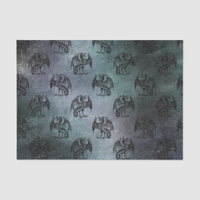Vintages Grunge Dragon Muster Seidenpapier (Vorderseite)