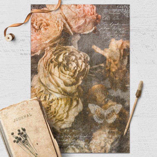 Vintages Grunge Floral Decoupage Tissue Paper Seidenpapier (Von Creator hochgeladen)