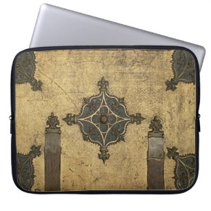 Vintages Grunge Metal auf Leder Laptopschutzhülle
