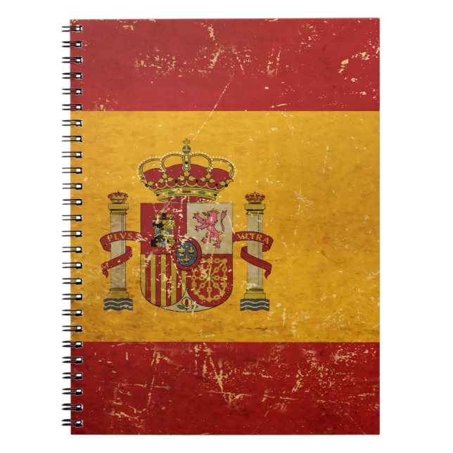 Vintages Grunge-Notebook mit spanischer Flagge Notizblock (Vorderseite)
