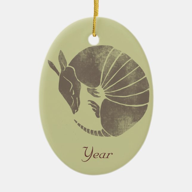 Vintages Gürteltier Keramik Ornament (Vorne)