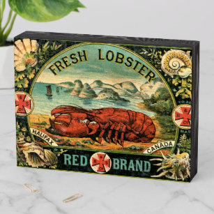 Vintages Halifax-Lobster-Label Holzkisten Schild