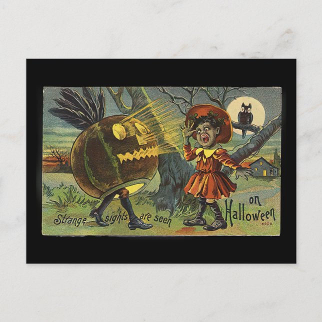 Vintages Halloween - Afroamerikanisches Mädchen (1 Postkarte (Vorderseite)