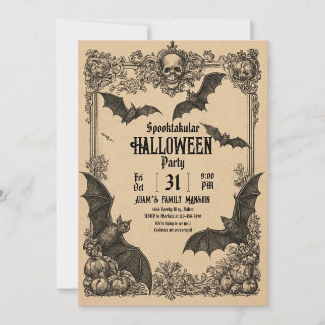 Vintages Halloween-Aufforderungsformular Einladung (Vorderseite)