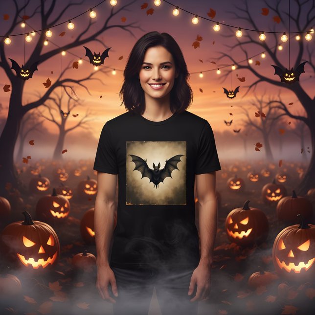 Vintages Halloween-Bat-Design T-Shirt (Von Creator hochgeladen)