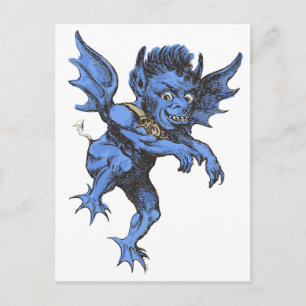 Vintages Halloween, Beängstigender Gardinendemon Postkarte