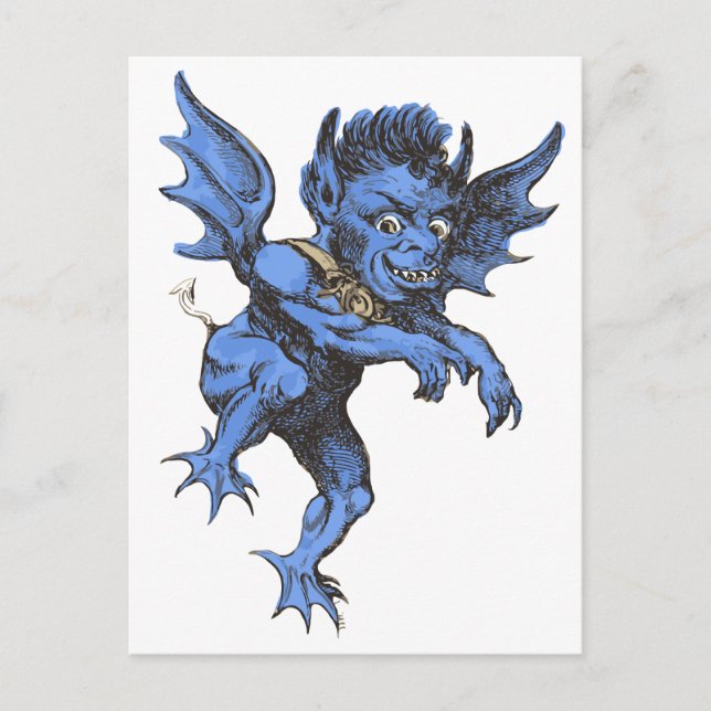 Vintages Halloween, Beängstigender Gardinendemon Postkarte (Vorderseite)