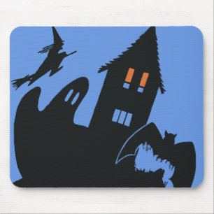 Vintages Halloween, Beängstigendes Spuk Haus und H Mousepad