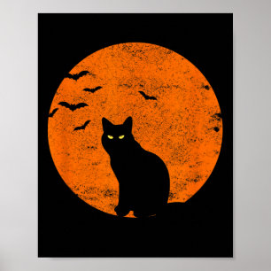 Vintages Halloween Black Cat Kostüm Retro Moon Cat Poster
