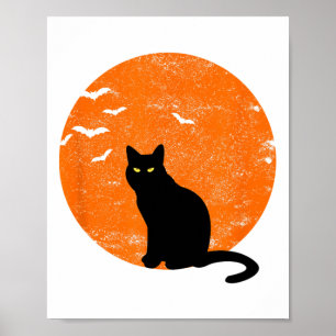 Vintages Halloween Black Cat Kostüm Retro Moon Cat Poster