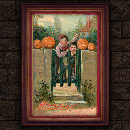 Vintages Halloween Boys and Pumpkins Poster von 19