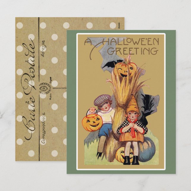 Vintages Halloween-Creepy Feiertagspostkarte (Vorne/Hinten)