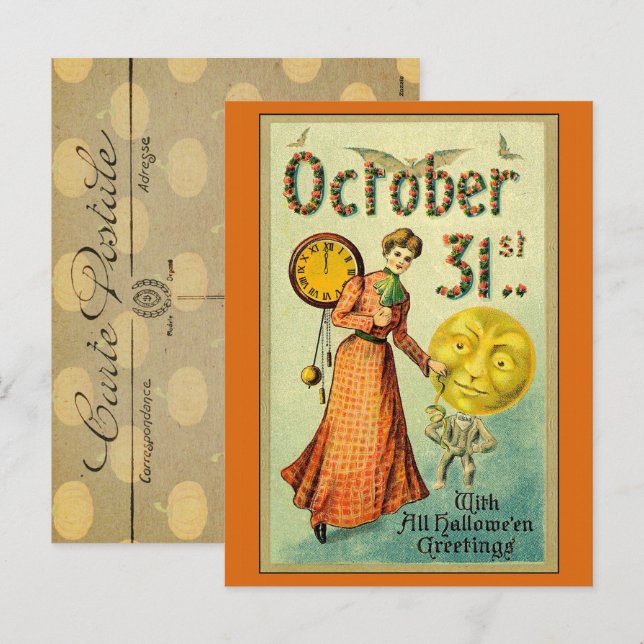 Vintages Halloween-Creepy Feiertagspostkarte (Vorne/Hinten)