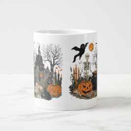 Vintages Halloween-Design - Geist, Kürbis Jumbo-Tasse