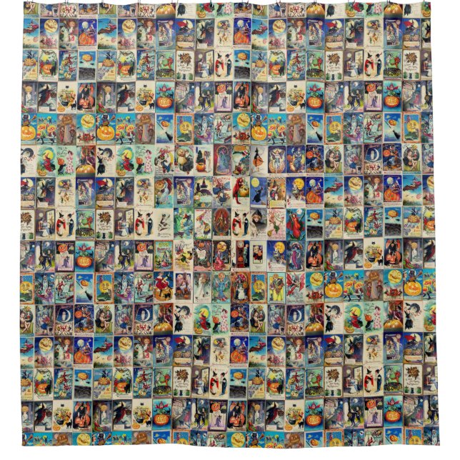 Vintages Halloween Ephemera Duschvorhang (Vorderseite)