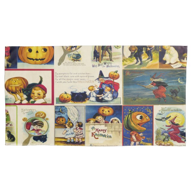 Vintages Halloween Ephemera Kissenbezug (Vorderseite-Links)
