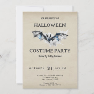 Vintages Halloween-Fliegenrauchen aus Grau und Bla Einladung