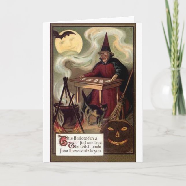 Vintages Halloween-Fortuner Karte (Vorderseite)