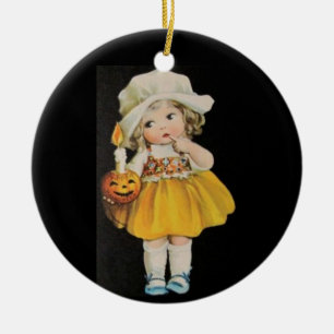 Vintages Halloween-Fräulein Keramik Ornament