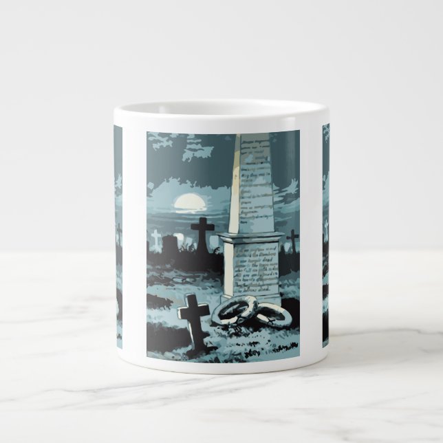 Vintages Halloween, gruseliger Friedhof mit Gräber Jumbo-Tasse (Vorderseite)