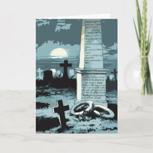 Vintages Halloween, gruseliger Friedhof mit Gräber Karte