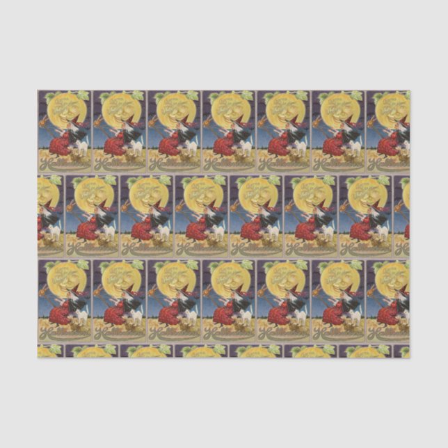 Vintages Halloween-Hexemond-Partygewebe Seidenpapier (Vorderseite)