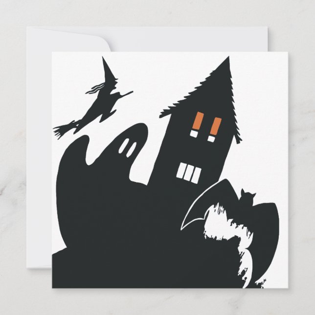 Vintages Halloween Hexenghost Spuk House Party Einladung (Vorderseite)