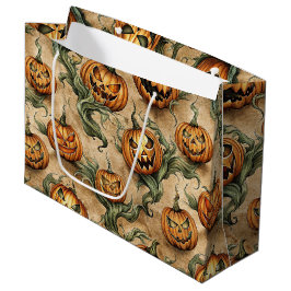 Vintages Halloween-Jack-O-Lantern-Weinmuster Große Geschenktüte